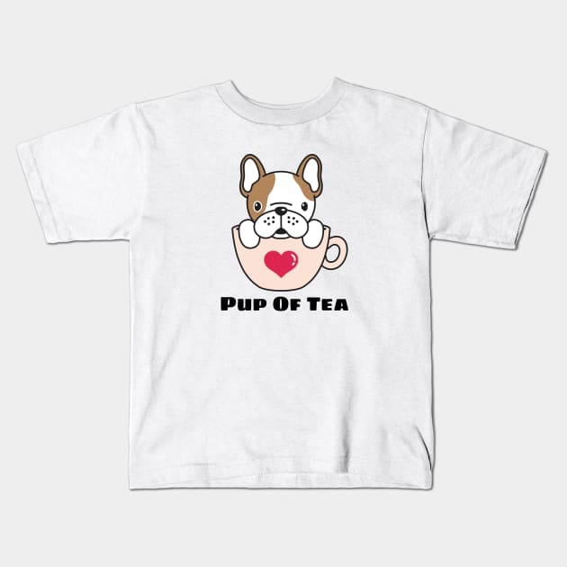 Pup Of Tea - Puppy Pun Kids T-Shirt by Allthingspunny